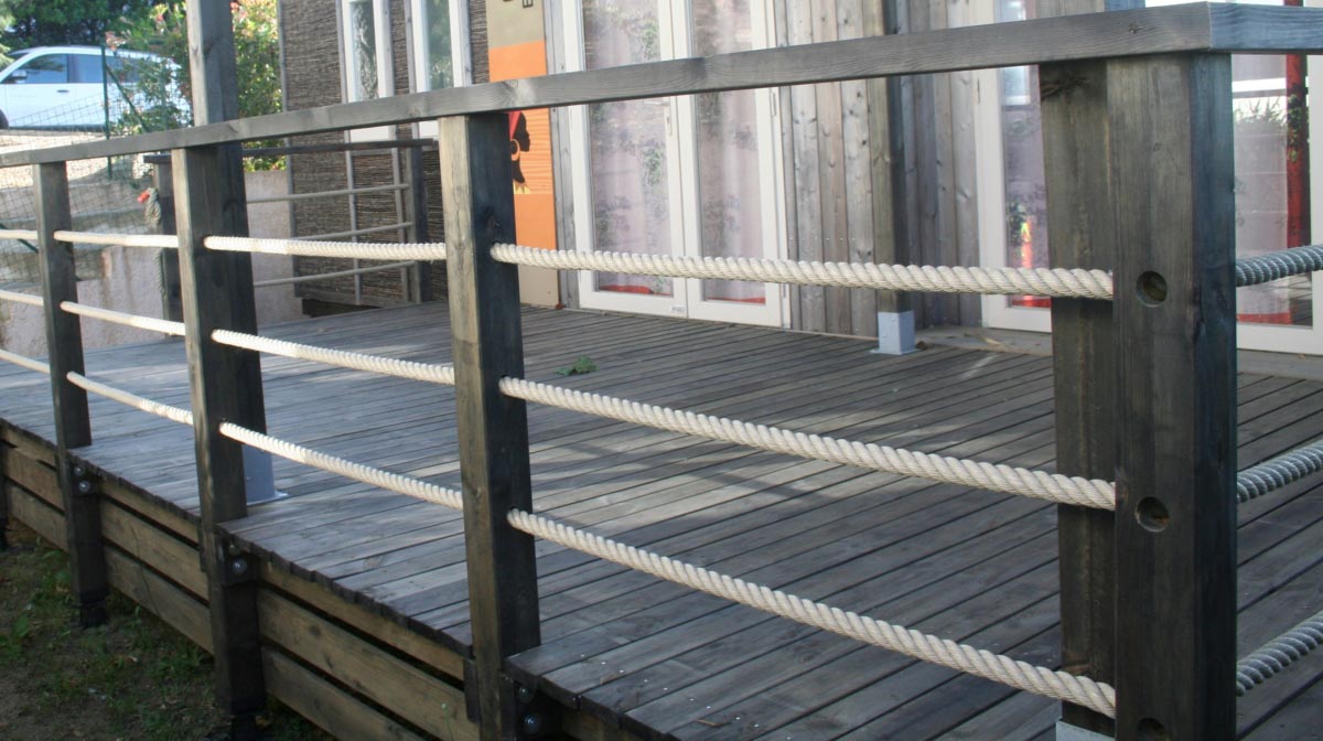 Barrières cordes pour terrasse mobil home