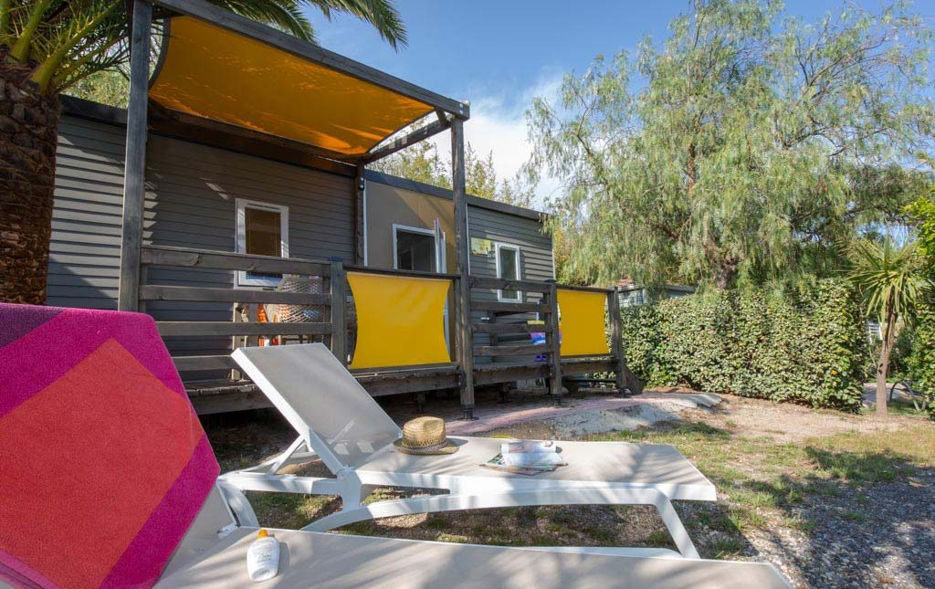 Terrasse camping mobil home pergola